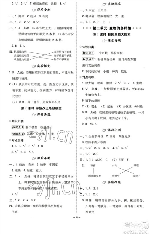 山西教育出版社2023综合应用创新题典中点六年级科学下册科教版参考答案 山西教育出版社2023综合应用创新题典中点六年级科学下册科教版参考答案