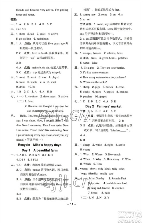 吉林教育出版社2023综合应用创新题典中点六年级英语下册人教PEP版参考答案