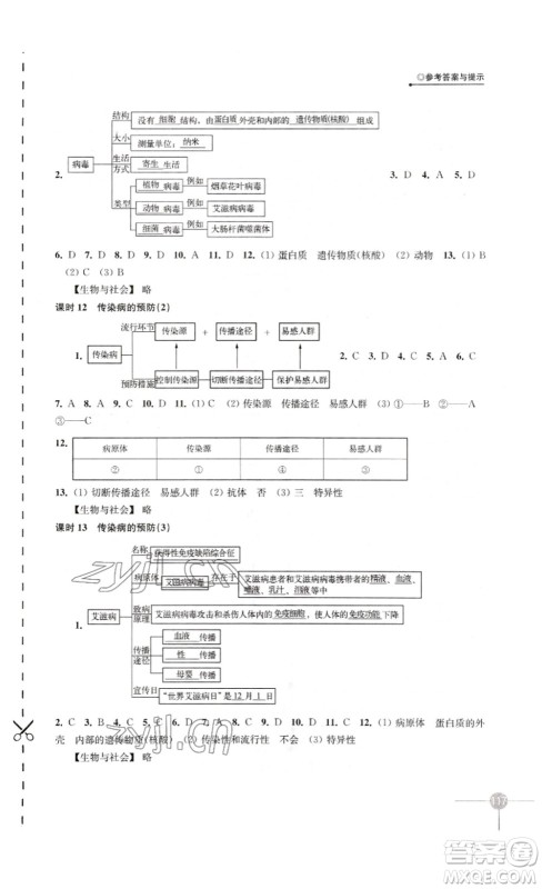 译林出版社2023课课练初中生物学八年级下册苏科版答案 译林出版社2023课课练初中生物学八年级下册苏科版答案