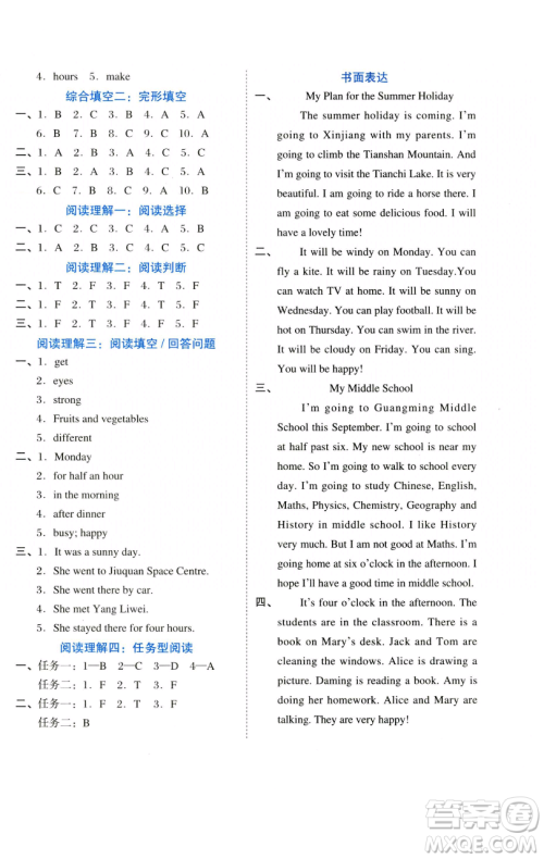 吉林教育出版社2023好卷六年级英语下册外研版参考答案