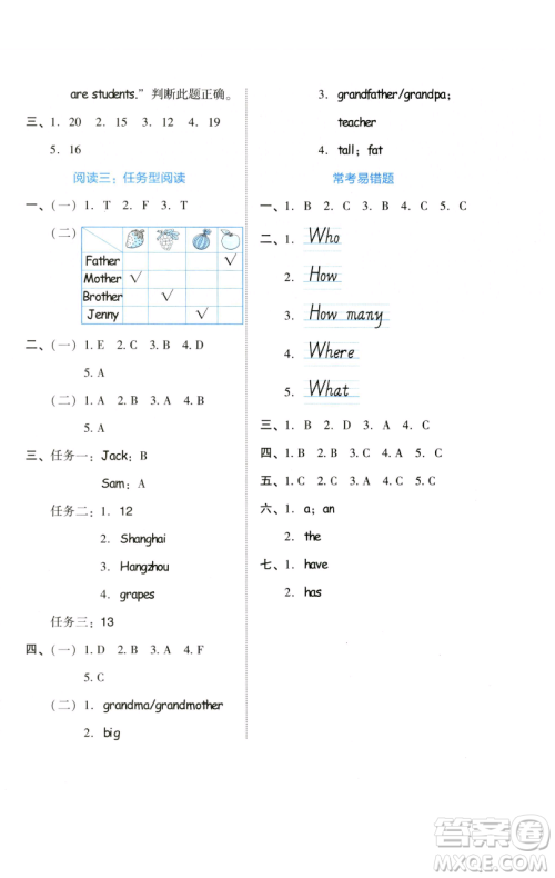 吉林教育出版社2023好卷三年级英语下册人教PEP版参考答案