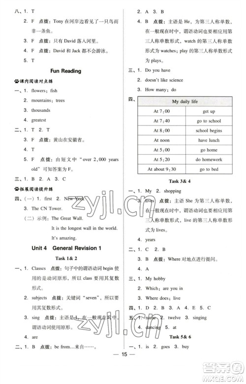 吉林教育出版社2023综合应用创新题典中点六年级英语下册三起点人教精通版参考答案