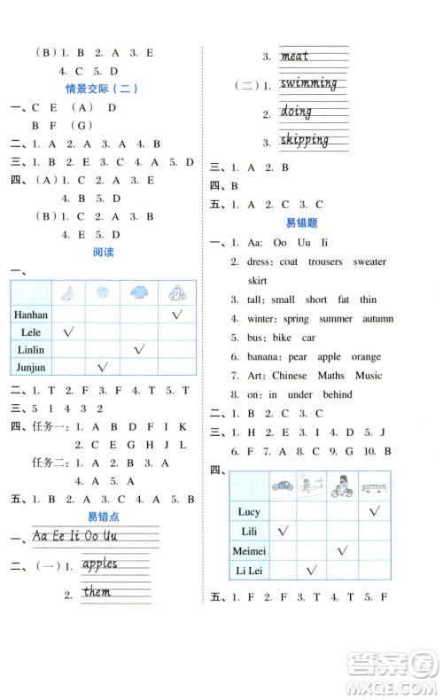 吉林教育出版社2023好卷三年级英语下册外研版参考答案 吉林教育出版社2023好卷三年级英语下册外研版参考答案