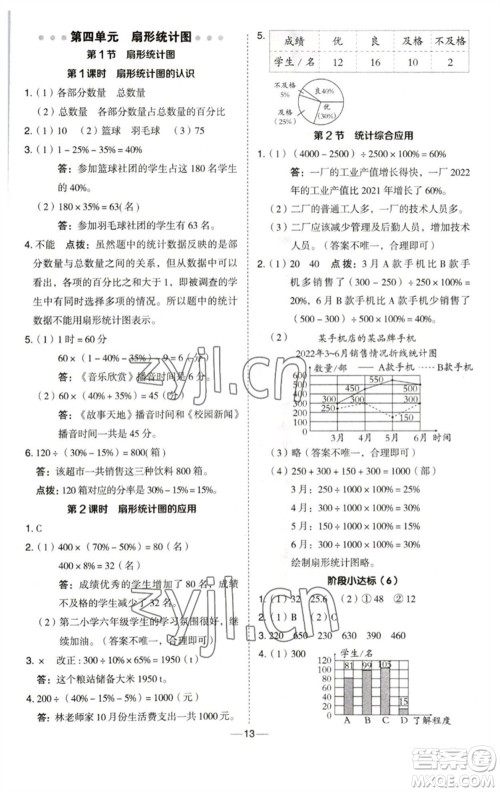 陕西人民教育出版社2023综合应用创新题典中点六年级数学下册西师大版参考答案