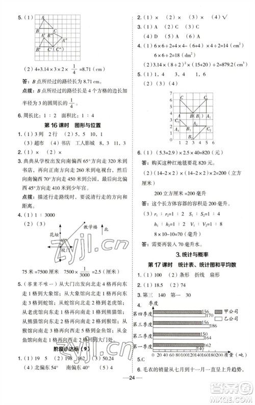 吉林教育出版社2023综合应用创新题典中点六年级数学下册青岛版参考答案