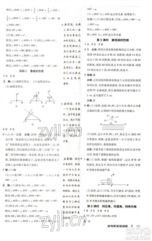 陕西人民教育出版社2023综合应用创新题典中点七年级数学下册人教版参考答案