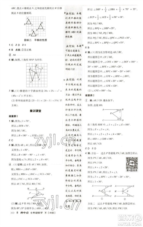 陕西人民教育出版社2023综合应用创新题典中点七年级数学下册人教版参考答案