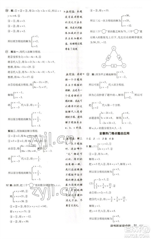 陕西人民教育出版社2023综合应用创新题典中点七年级数学下册人教版参考答案