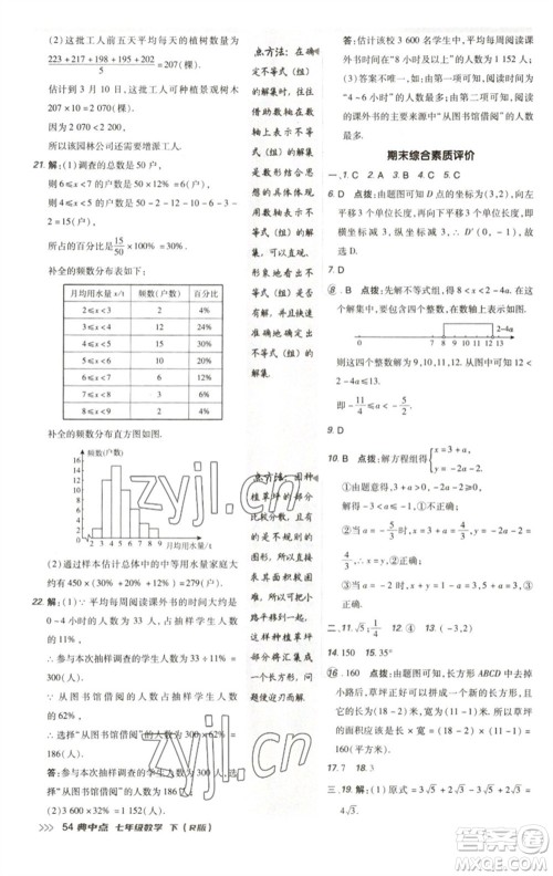 陕西人民教育出版社2023综合应用创新题典中点七年级数学下册人教版参考答案