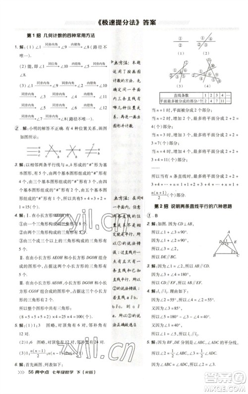 陕西人民教育出版社2023综合应用创新题典中点七年级数学下册人教版参考答案