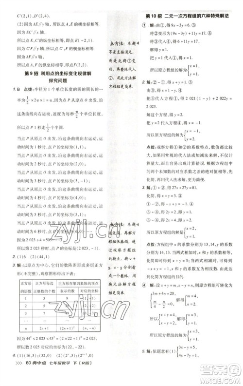 陕西人民教育出版社2023综合应用创新题典中点七年级数学下册人教版参考答案