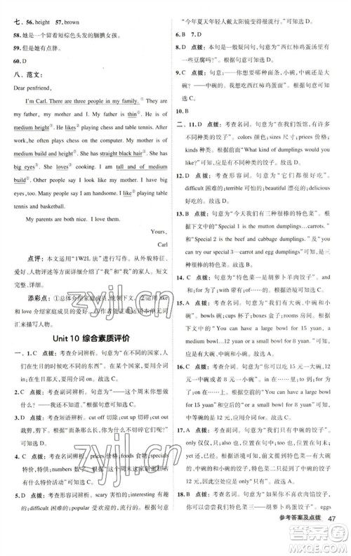 陕西人民教育出版社2023综合应用创新题典中点七年级英语下册人教版参考答案 陕西人民教育出版社2023综合应用创新题典中点七年级英语下册人教版参考答案