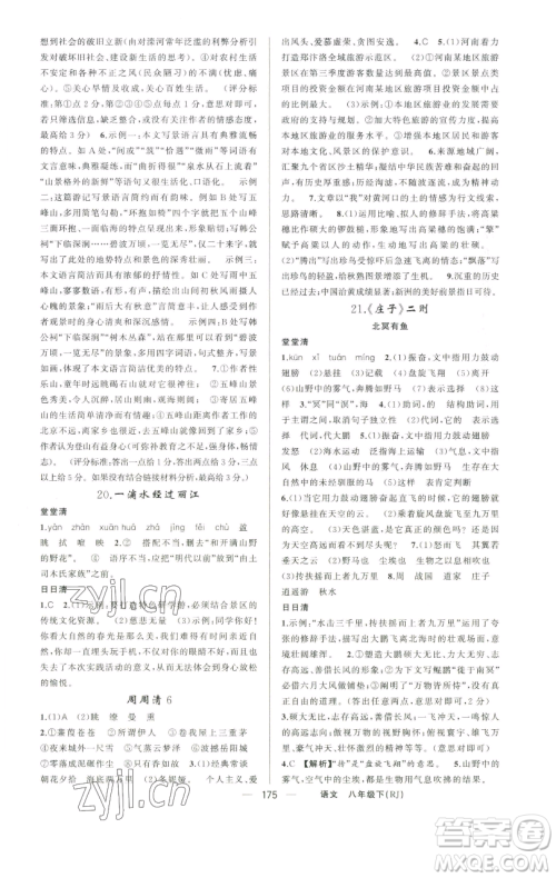 新疆青少年出版社2023四清导航八年级下册语文人教版河南专版参考答案 新疆青少年出版社2023四清导航八年级下册语文人教版河南专版参考答案