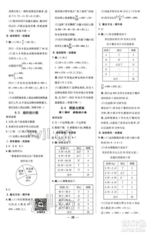 陕西人民教育出版社2023综合应用创新题典中点七年级数学下册浙教版参考答案