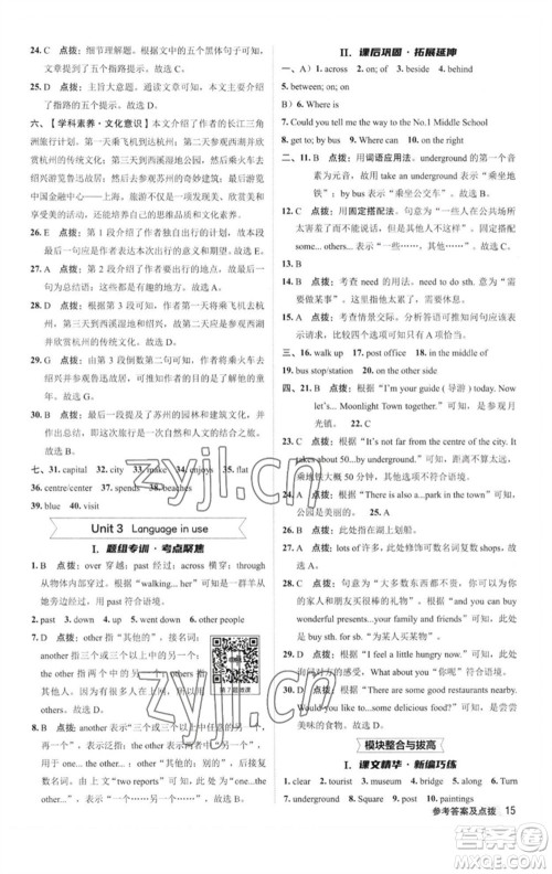陕西人民教育出版社2023综合应用创新题典中点七年级英语下册外研版参考答案 陕西人民教育出版社2023综合应用创新题典中点七年级英语下册外研版参考答案