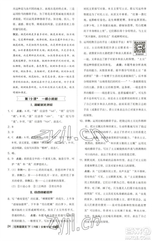 吉林教育出版社2023综合应用创新题典中点七年级语文下册人教版安徽专版参考答案