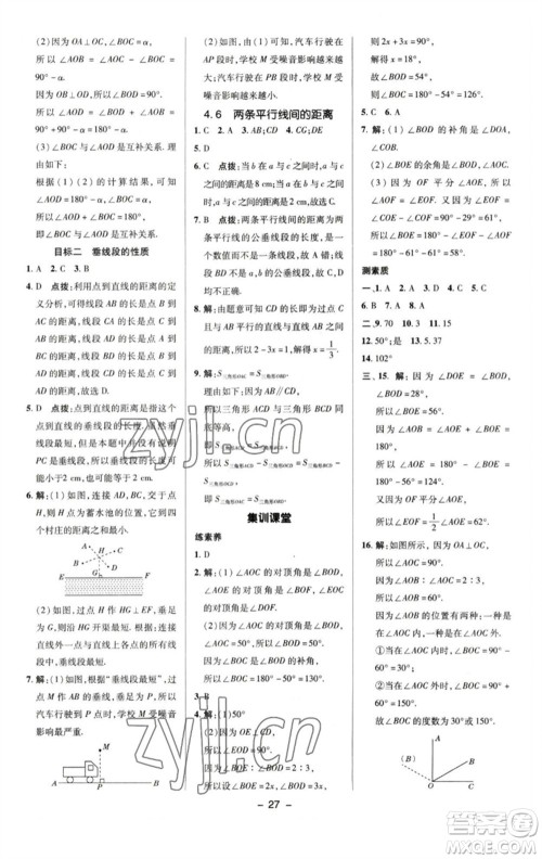 陕西人民教育出版社2023综合应用创新题典中点七年级数学下册湘教版参考答案