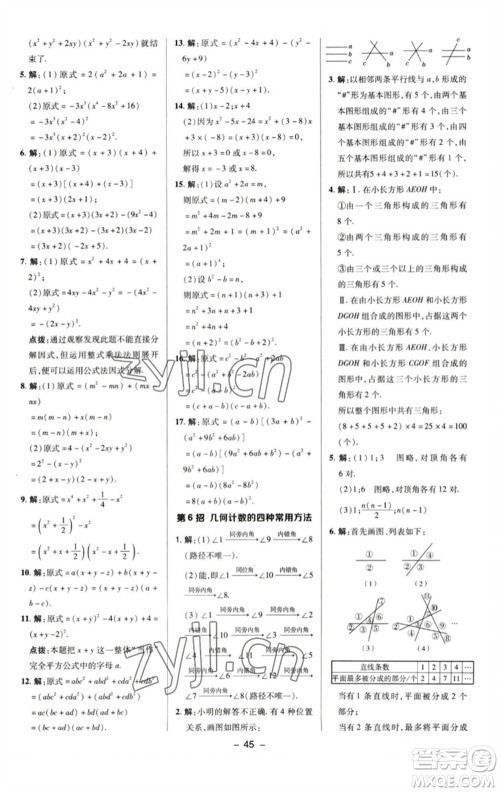 陕西人民教育出版社2023综合应用创新题典中点七年级数学下册湘教版参考答案