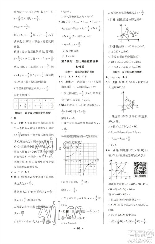 陕西人民教育出版社2023综合应用创新题典中点八年级数学下册华师大版参考答案