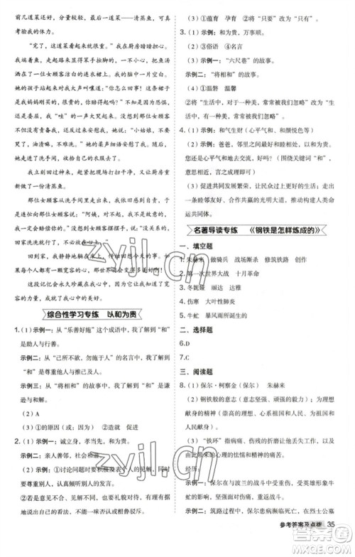 吉林教育出版社2023综合应用创新题典中点八年级语文下册人教版安徽专版参考答案