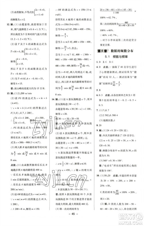 陕西人民教育出版社2023综合应用创新题典中点八年级数学下册湘教版参考答案