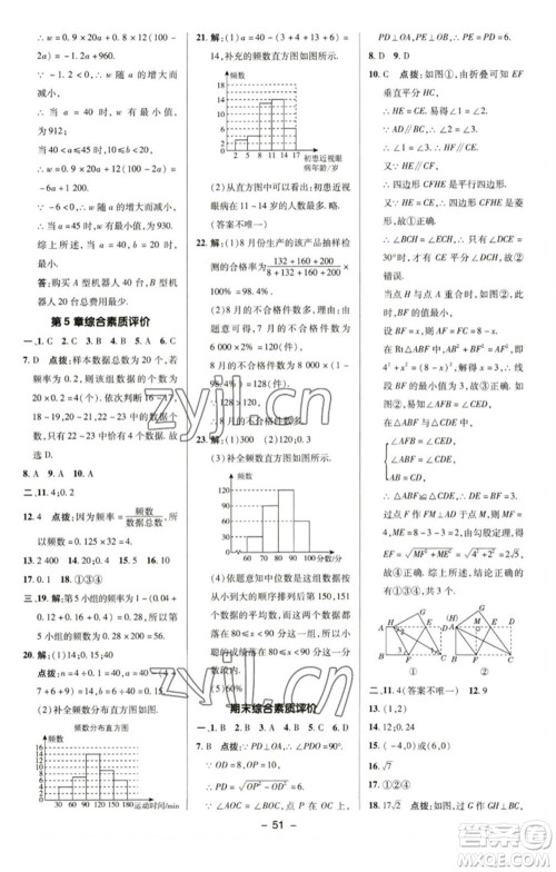 陕西人民教育出版社2023综合应用创新题典中点八年级数学下册湘教版参考答案