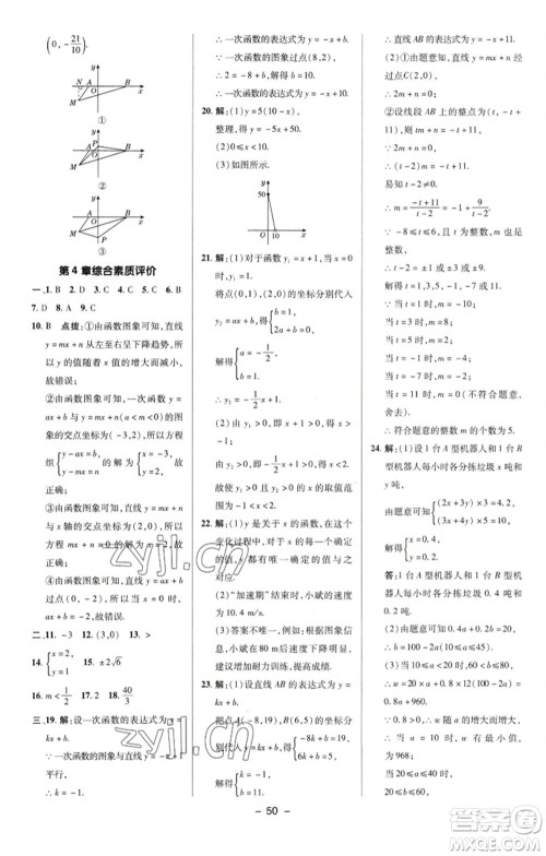 陕西人民教育出版社2023综合应用创新题典中点八年级数学下册湘教版参考答案