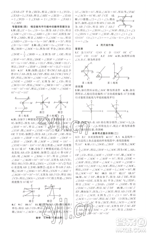 新疆青少年出版社2023四清导航七年级下册数学北师大版参考答案 新疆青少年出版社2023四清导航七年级下册数学北师大版参考答案