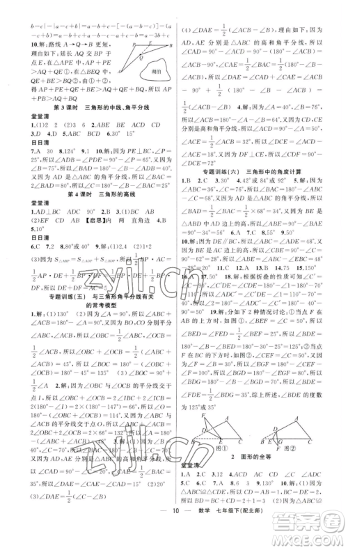 新疆青少年出版社2023四清导航七年级下册数学北师大版参考答案 新疆青少年出版社2023四清导航七年级下册数学北师大版参考答案