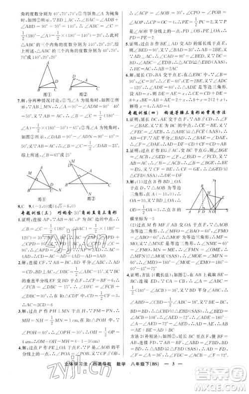新疆青少年出版社2023四清导航八年级下册数学北师大版辽宁专版参考答案