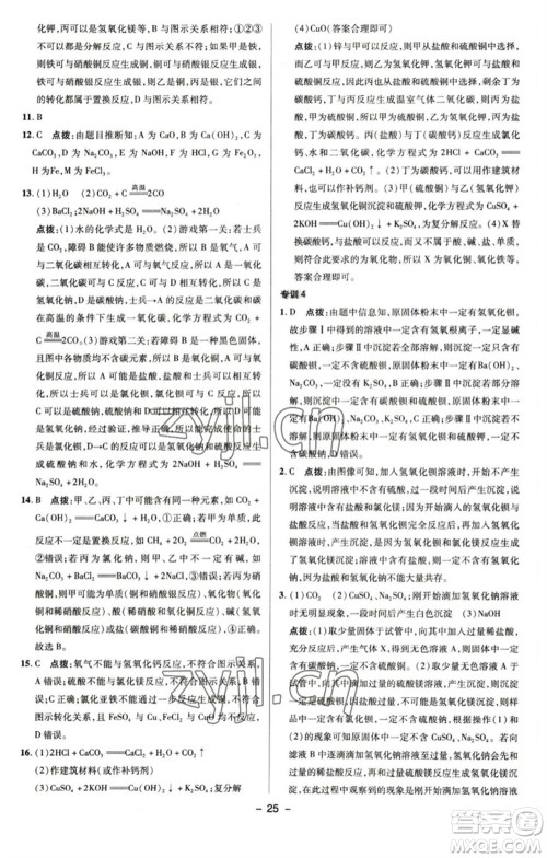 陕西人民教育出版社2023综合应用创新题典中点九年级化学下册沪教版参考答案