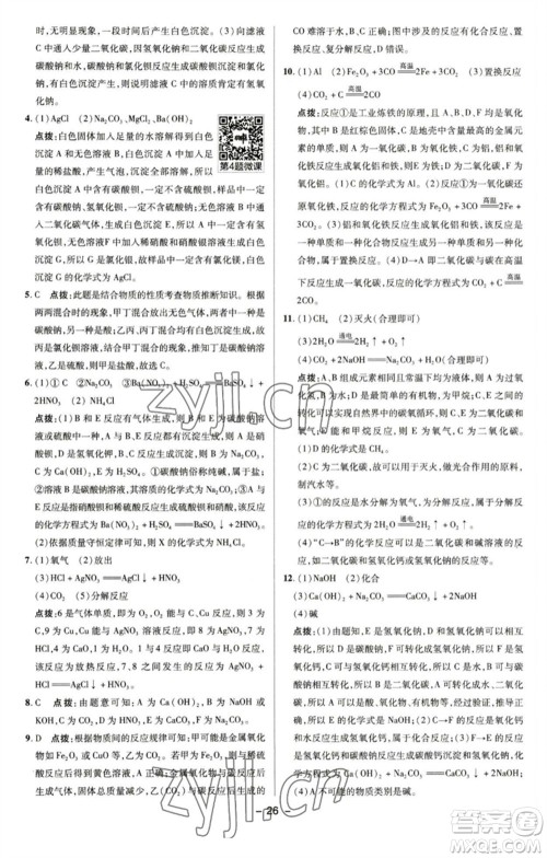 陕西人民教育出版社2023综合应用创新题典中点九年级化学下册沪教版参考答案 陕西人民教育出版社2023综合应用创新题典中点九年级化学下册沪教版参考答案