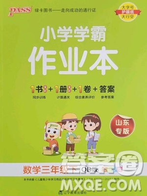 辽宁教育出版社2023小学学霸作业本三年级下册数学青岛版山东专版参考答案