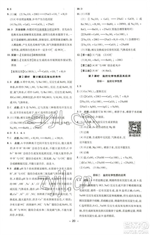 陕西人民教育出版社2023综合应用创新题典中点九年级化学下册科粤版参考答案