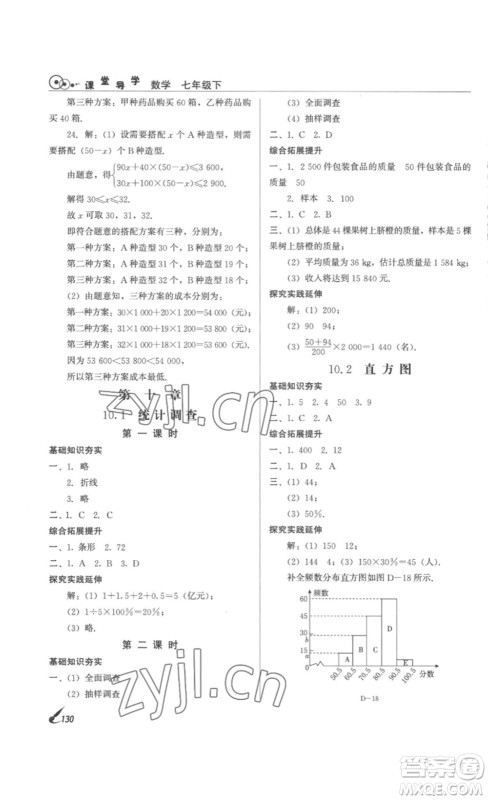 北京时代华文书局2023课堂导学七年级数学下册人教版答案