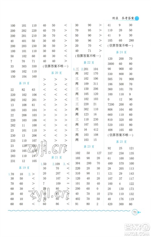 龙门书局2023黄冈小状元口算速算练习册三年级数学下册人教版参考答案
