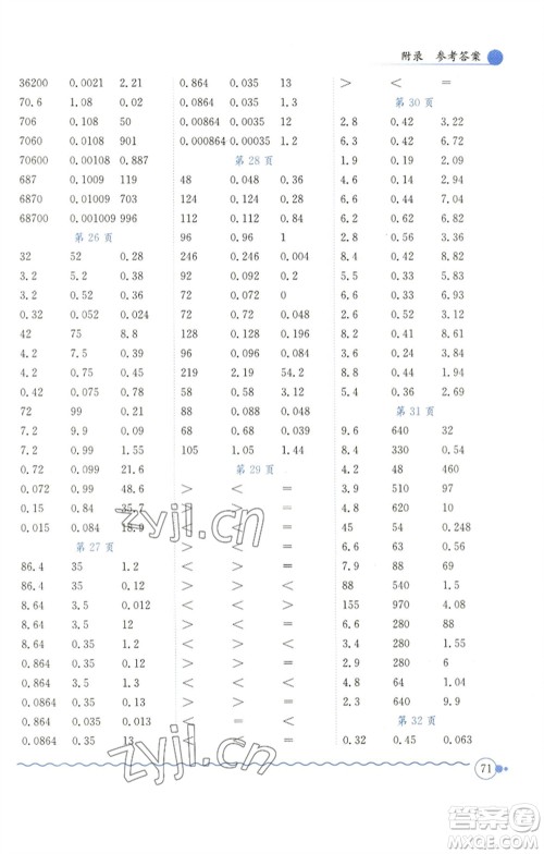 龙门书局2023黄冈小状元口算速算练习册四年级数学下册北师大版参考答案 龙门书局2023黄冈小状元口算速算练习册四年级数学下册北师大版参考答案