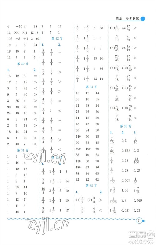 龙门书局2023黄冈小状元口算速算练习册五年级数学下册人教版参考答案 龙门书局2023黄冈小状元口算速算练习册五年级数学下册人教版参考答案