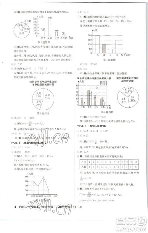 龙门书局2023启东中学作业本八年级下册数学苏科版宿迁专版参考答案