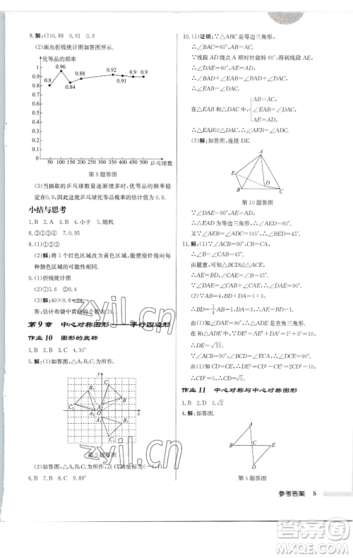龙门书局2023启东中学作业本八年级下册数学江苏版徐州专版参考答案 龙门书局2023启东中学作业本八年级下册数学江苏版徐州专版参考答案