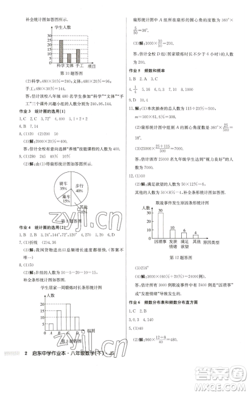 龙门书局2023启东中学作业本八年级下册数学江苏版参考答案