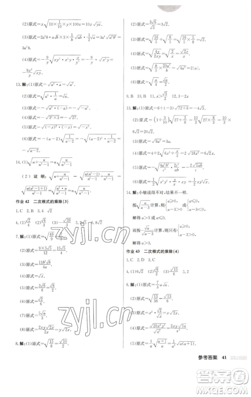 龙门书局2023启东中学作业本八年级下册数学江苏版参考答案