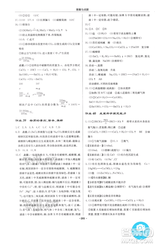 龙门书局2023启东中学作业本九年级下册化学人教版参考答案 龙门书局2023启东中学作业本九年级下册化学人教版参考答案