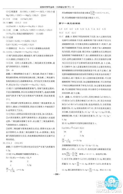 龙门书局2023启东中学作业本九年级下册化学人教版参考答案 龙门书局2023启东中学作业本九年级下册化学人教版参考答案
