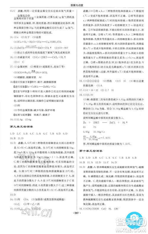 龙门书局2023启东中学作业本九年级下册化学人教版参考答案 龙门书局2023启东中学作业本九年级下册化学人教版参考答案