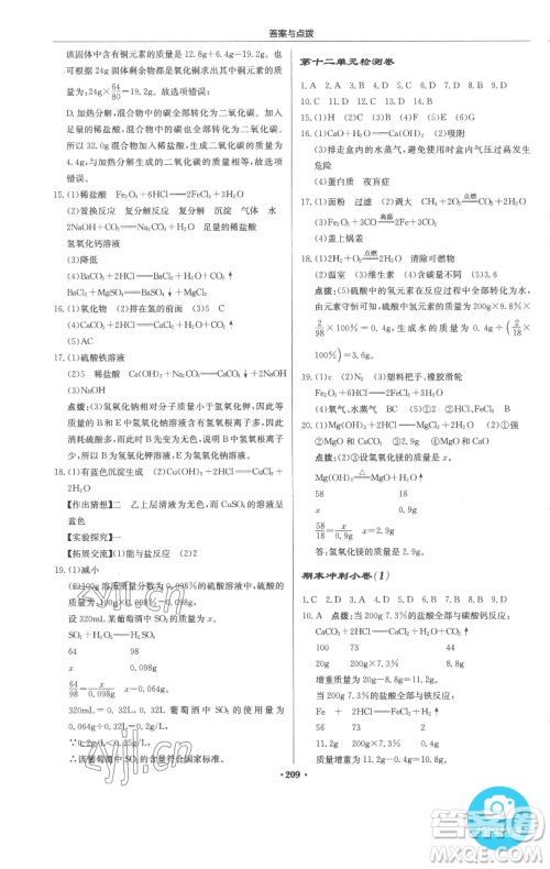 龙门书局2023启东中学作业本九年级下册化学人教版参考答案