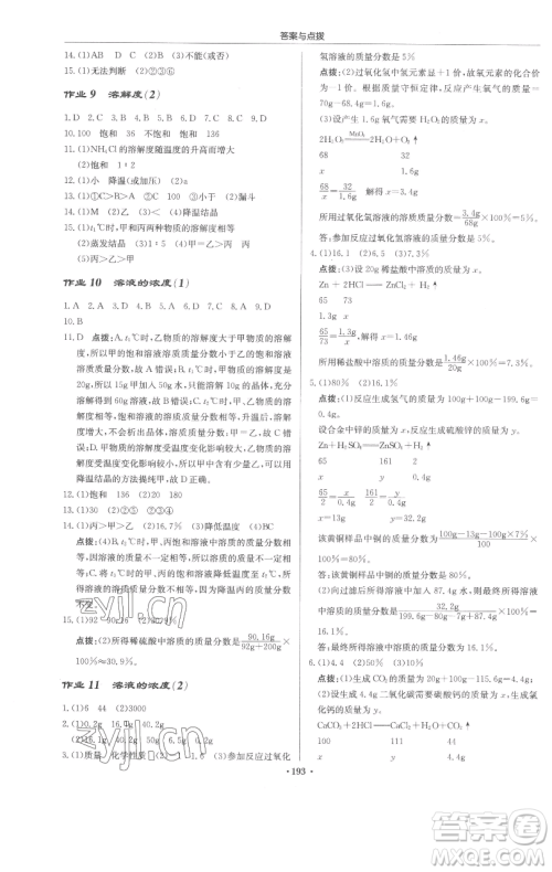 龙门书局2023启东中学作业本九年级下册化学人教版苏北专版参考答案