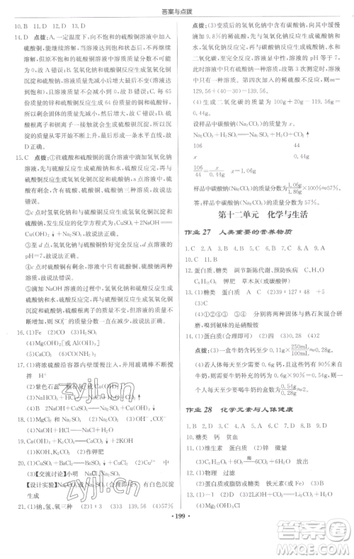 龙门书局2023启东中学作业本九年级下册化学人教版苏北专版参考答案