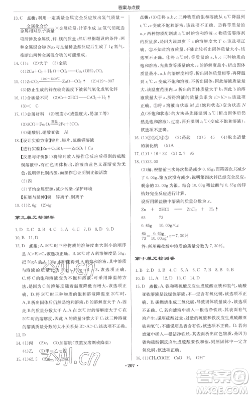 龙门书局2023启东中学作业本九年级下册化学人教版苏北专版参考答案