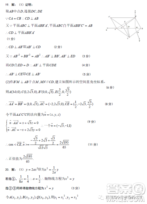 2023年湖北云新数高考联盟学校高二年级3月联考数学试卷答案